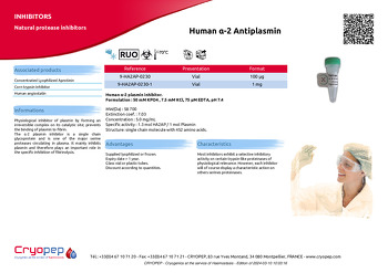 Product sheet Human α-2 Antiplasmin