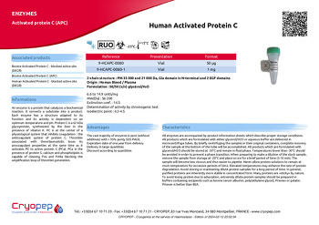 Product sheet Human Activated Protein C