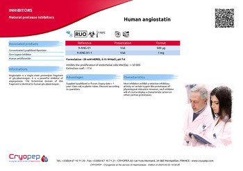 Product sheet Human angiostatin