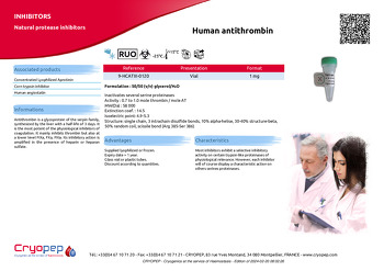 Product sheet Human antithrombin