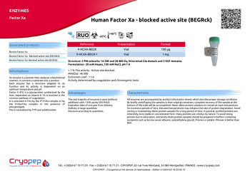 Product sheet Human Factor Xa - blocked active site (BEGRck)