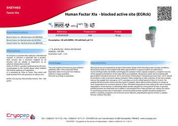 Product sheet Human Factor XIa  - blocked active site (EGRck)