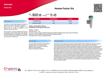 Product sheet Human Factor XIa