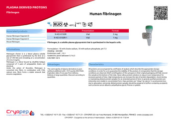 Product sheet Human fibrinogen
