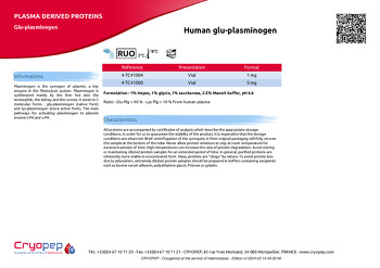 Product sheet Human glu-plasminogen