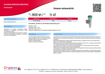 Product sheet Human osteocalcin