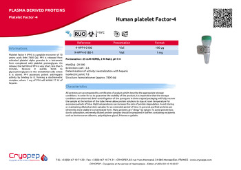 Product sheet Human platelet Factor-4
