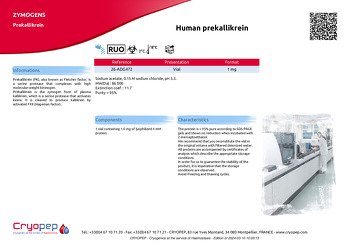 Product sheet Human prekallikrein