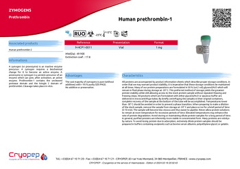 Product sheet Human prethrombin-1