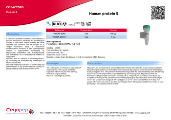 Product sheet Human protein S