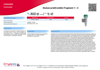 Product sheet Human prothrombin fragment 1 – 2