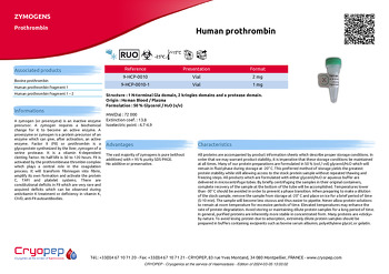 Product sheet Human prothrombin