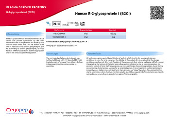 Product sheet Human ß-2-glycoprotein I (B2GI)