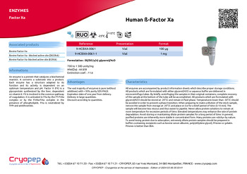 Product sheet Human ß-Factor Xa
