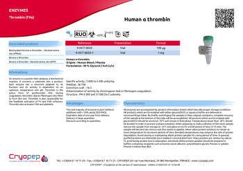 Product sheet Human α thrombin