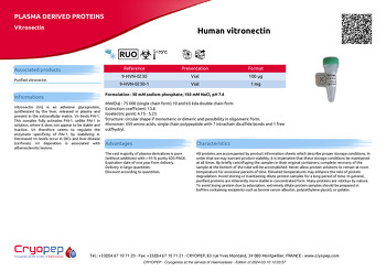 Product sheet Human vitronectin