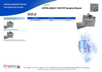 Product sheet INTER-ARRAY VWF:PP Sample Diluent
