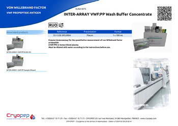 Product sheet INTER-ARRAY VWF:PP Wash Buffer Concentrate