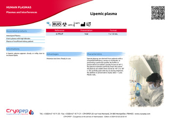 Product sheet Lipemic plasma