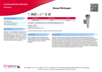 Product sheet Mouse fibrinogen