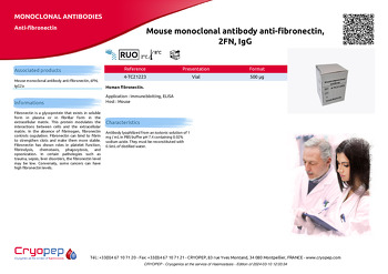 Product sheet Mouse monoclonal antibody anti-fibronectin, 2FN, IgG