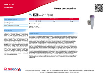 Product sheet Mouse prothrombin