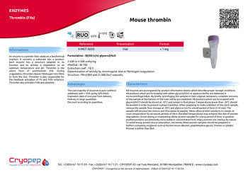 Product sheet Mouse thrombin