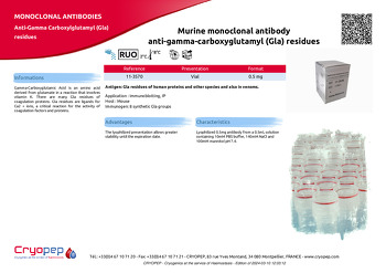 Product sheet Murine monoclonal antibody anti-gamma-carboxyglutamyl (Gla) residues