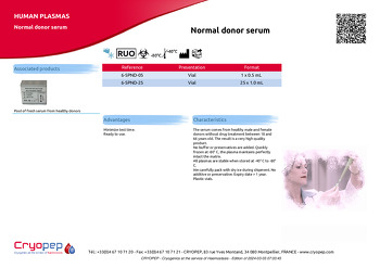 Product sheet Normal donor serum