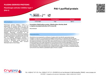Product sheet PAI-1 purified protein