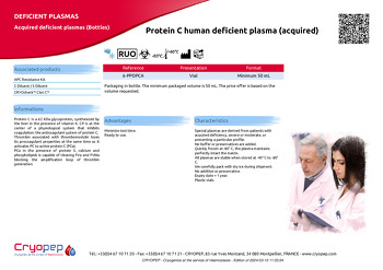Product sheet Protein C human deficient plasma (acquired)