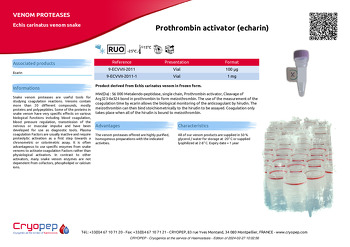 Product sheet Prothrombin activator (echarin)