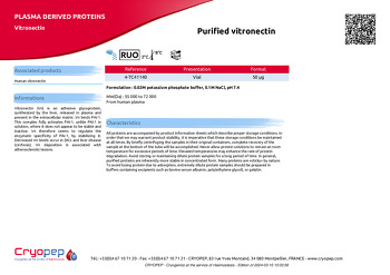 Product sheet Purified vitronectin