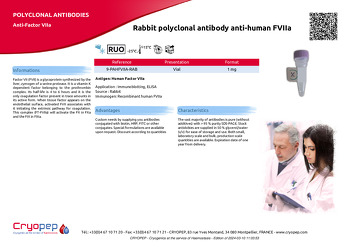 Product sheet Rabbit polyclonal antibody anti-human FVIIa