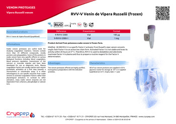 Product sheet RVV-V Venin de Vipera Russelii (frozen)