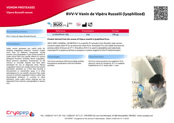 Product sheet RVV-V Venin de Vipèra Russelii (lyophilized)