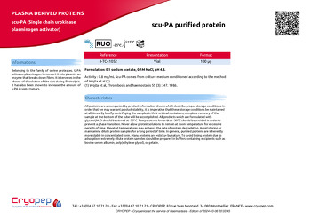 Product sheet scu-PA purified protein