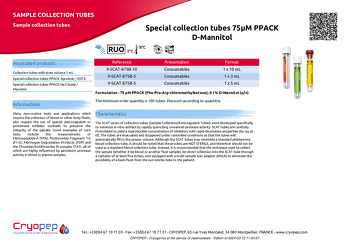 Product sheet Special collection tubes 75µM PPACK D-Mannitol