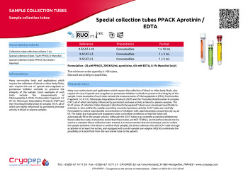 Product sheet Special collection tubes PPACK Aprotinin / EDTA