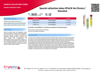 Product sheet Special collection tubes PPACK Na Citrate / Mannitol