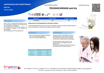 Product sheet TECHNOCHROM® anti-Xa