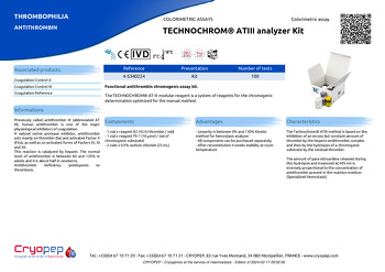 Product sheet TECHNOCHROM® ATIII analyzer Kit