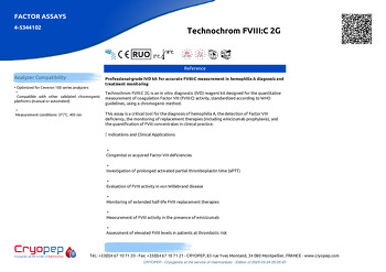 Product sheet Technochrom FVIII:C 2G