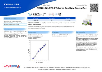 Product sheet TECHNOCLOT® PT Owren Capillary Control Set