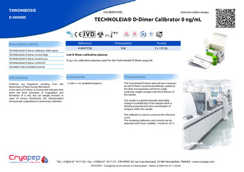 Product sheet TECHNOLEIA® D-Dimer Calibrator 0 ng/mL