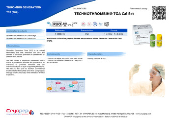 Product sheet TECHNOTHROMBIN® TGA Cal Set