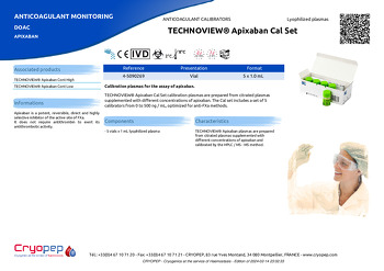 Product sheet TECHNOVIEW® Apixaban Cal Set