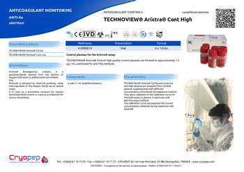 Product sheet TECHNOVIEW® Arixtra® Cont High