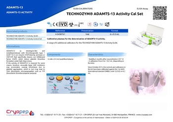 Product sheet TECHNOZYM® ADAMTS-13 Activity Cal Set