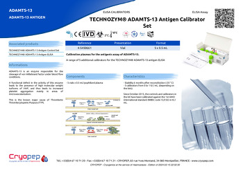 Product sheet TECHNOZYM® ADAMTS-13 Antigen Calibrator Set